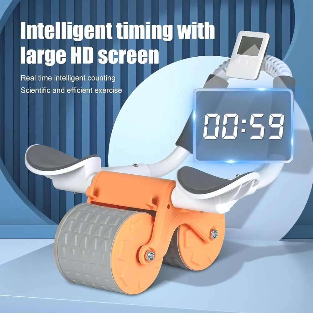 2023 New with Timer Ab Abdominal Exercise Roller Elbow Support, Abs Roller Wheel Core Exercise Equipment, Automatic Rebound Abdominal Wheel(Black)