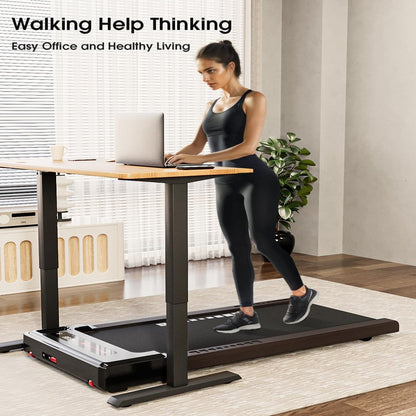 OBENSKY under Desk Treadmill, Wood Electric Treadmill with Remote Control, Walking Jogging Machine